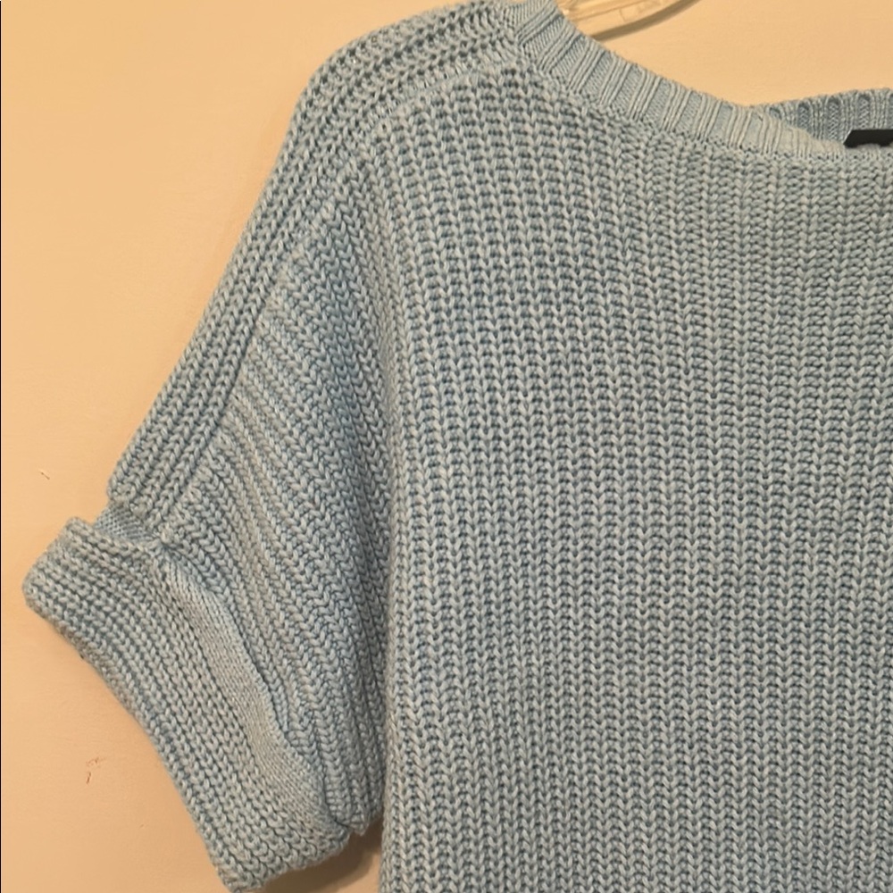 Women’s Lands' End Blue Crew Neck Sweater with Ribbed Texture - Picture 7 of 7